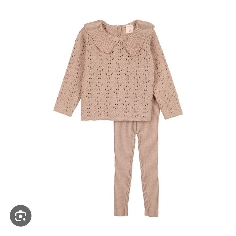 Cozy Knit Kids Matching Set in Tan